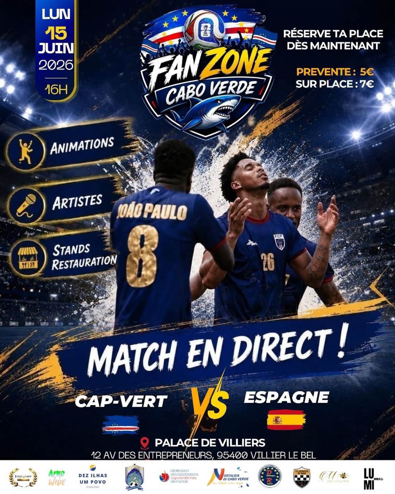 Affiche officielle de la Fan Zone Cap-Vert–Espagne du 15 juin 2026