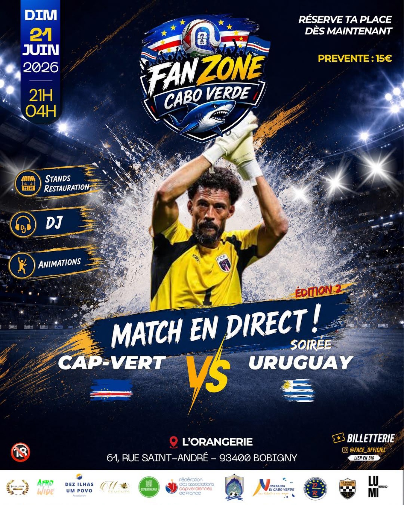Affiche officielle de la Fan Zone Cap-Vert–Uruguay du 21 juin 2026